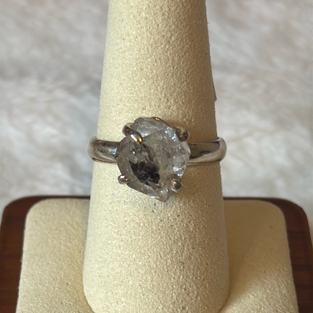 925 Genuine Herkimer Diamond Quartz Gemstone Sterling Silver Ring